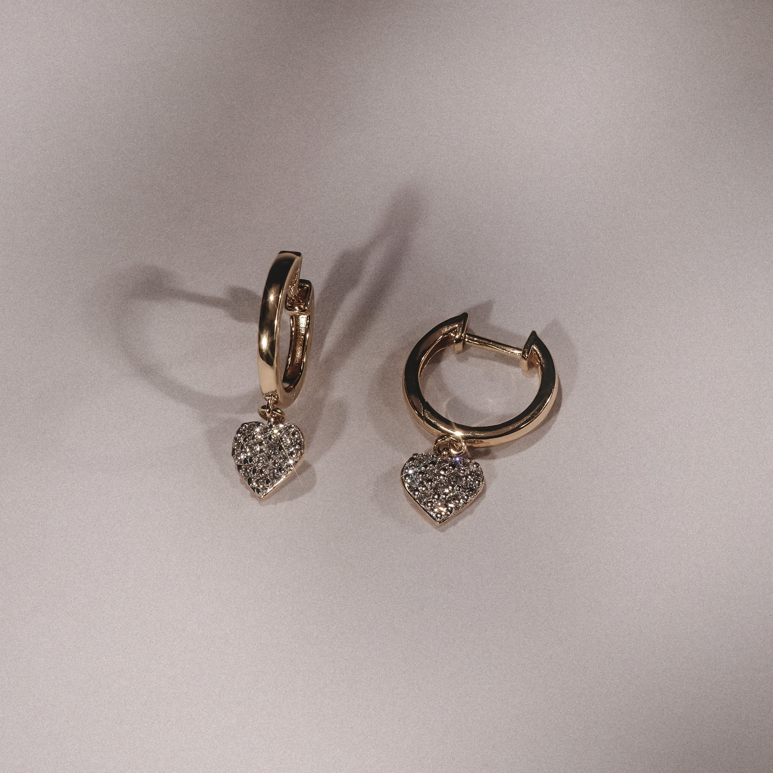 Heart Pave Drop Huggie Lab Diamond Earrings 0.29ct in 18k Gold Vermeil